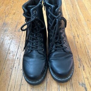Women’s Black Leather Combat Boots